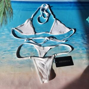 White Micro Triangle Bikini Set - Women Swim
